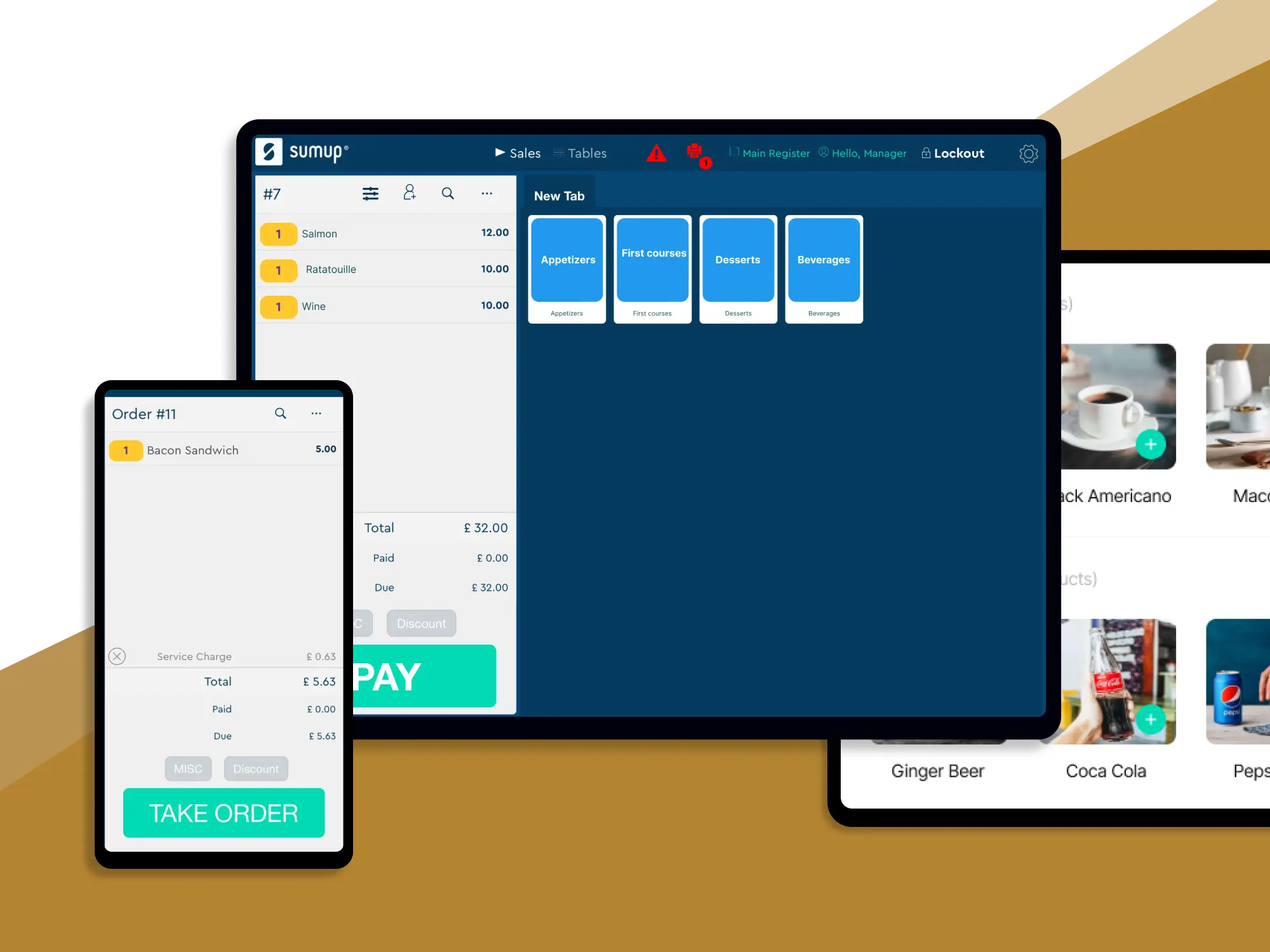 Pantallas de Goodtill POS en móvil y tablet para completar orden